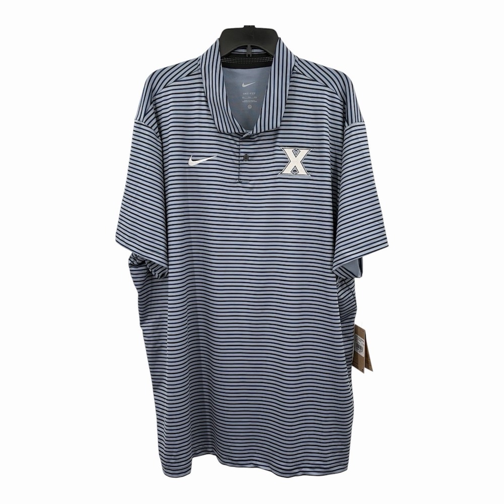 Xavier Musketeers Golf Polo Shirt Mens‎ 2XL Blue Striped NCAA Nike Dri Fit Tour